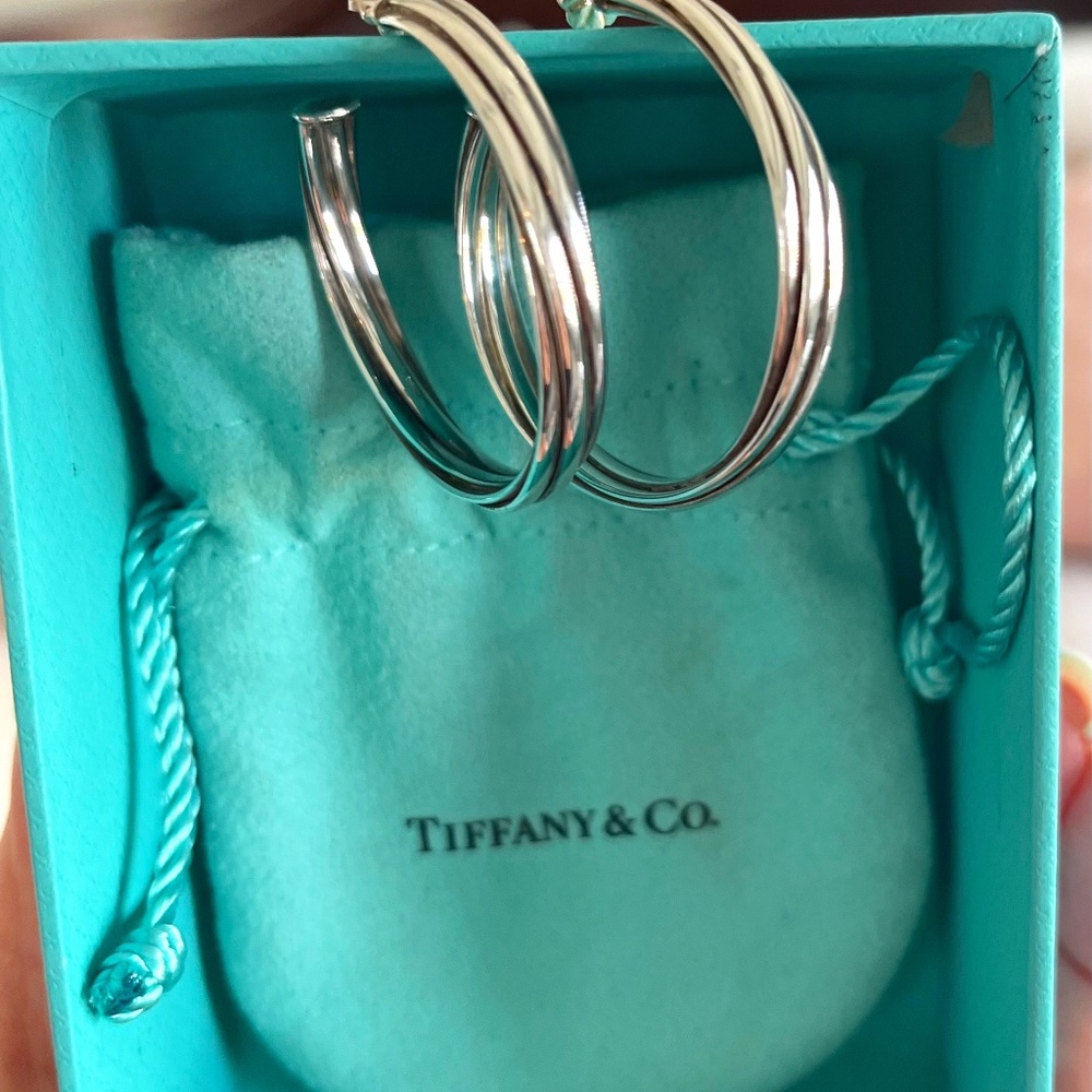 Tiffany & Co Sterling Silver twist hoop earings